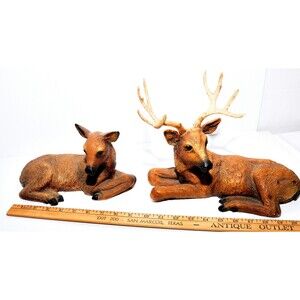 Homco 1984 Deer Couple Doe and Buck Stag Laying Resting Wildlife Collectible USA